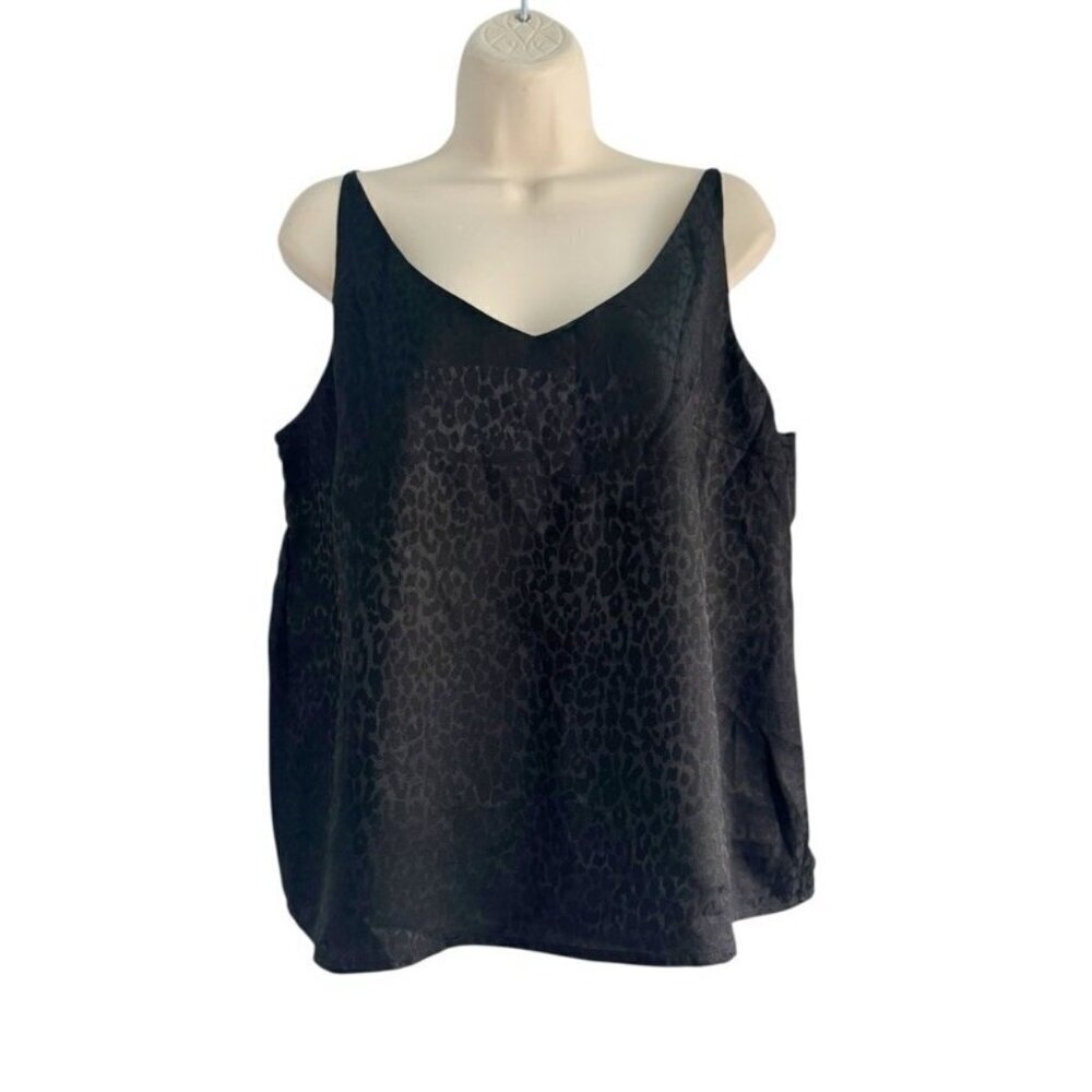 Banana Republic Woman's Sz LP or L Petite Black Leopard Print Crop Cami Tank